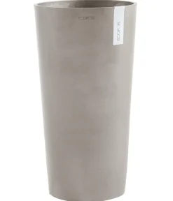 Ecopots Blumentöpfe & Übertöpfe - Kunststoff-Topf Amsterdam hoch, rund Taupe