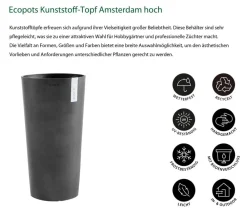 Ecopots Kunststoff-Topf Amsterdam hoch, rund Dunkelgrau Discount