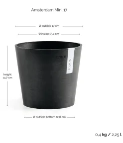 Ecopots Blumentöpfe & Übertöpfe > Kunststoff-Topf Amsterdam Mini, rund, ca. Ø17/H14,7 cm