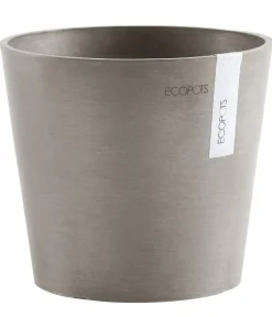 Ecopots Blumentöpfe & Übertöpfe - Kunststoff-Topf Amsterdam Mini, rund, ca. Ø17/H14,7 cm Taupe