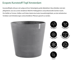 Ecopots Kunststoff-Topf Amsterdam mit Rollen, rund Grau Online