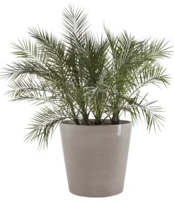 Ecopots Kunststoff-Topf Amsterdam mit Rollen, rund Taupe Clearance