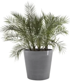 Ecopots Blumentöpfe & Übertöpfe - Kunststoff-Topf Amsterdam mit Rollen, rund Grau