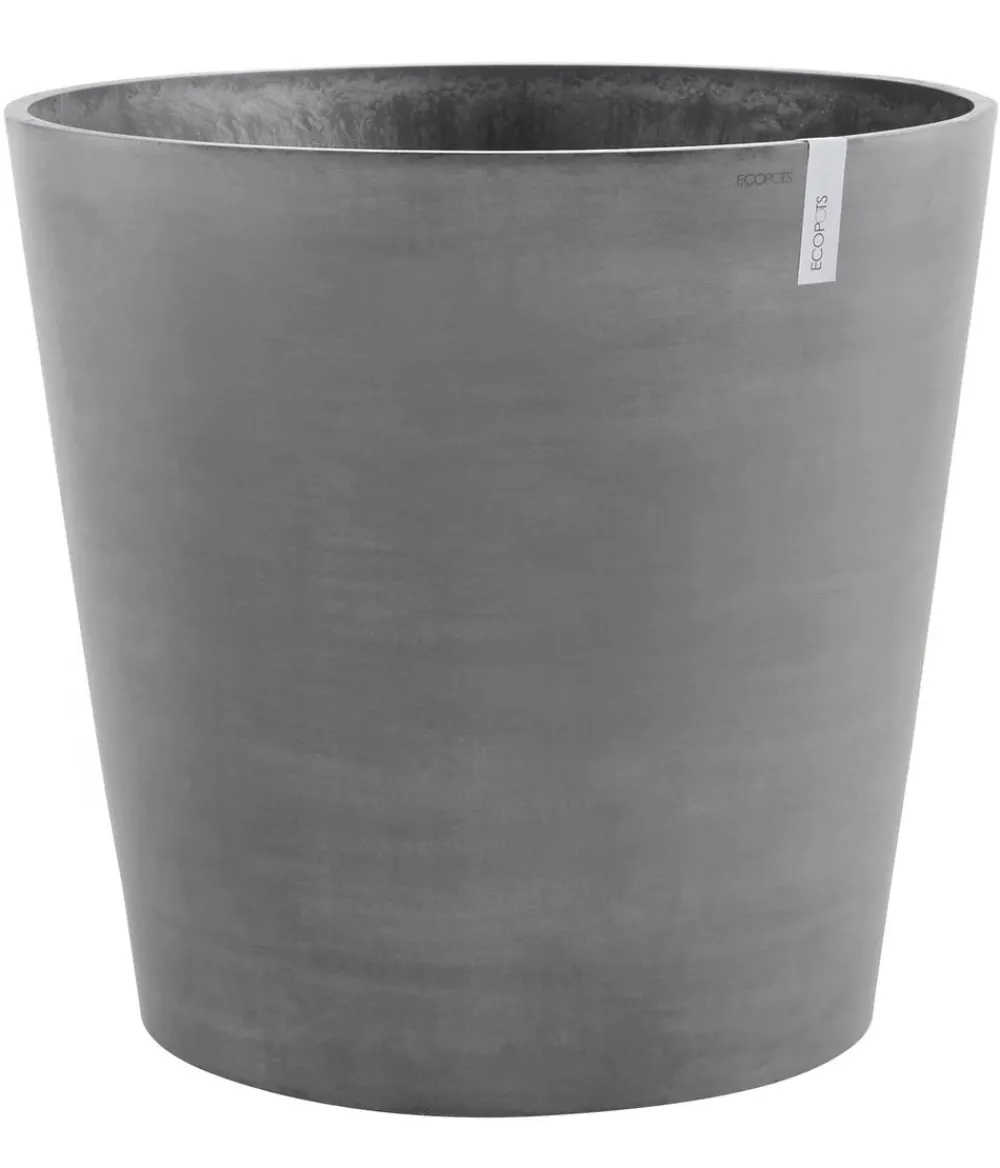 Ecopots Blumentöpfe & Übertöpfe - Kunststoff-Topf Amsterdam mit Rollen, rund Grau