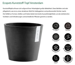 Ecopots Blumentöpfe & Übertöpfe > Kunststoff-Topf Amsterdam mit Wassersystem, rund