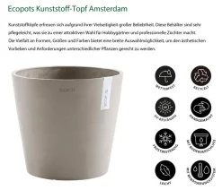 Ecopots Blumentöpfe & Übertöpfe > Kunststoff-Topf Amsterdam mit Wassersystem, rund