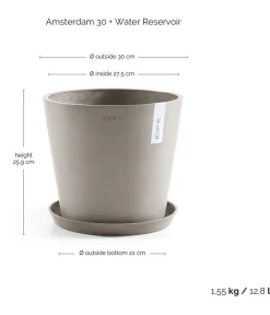 Ecopots Blumentöpfe & Übertöpfe > Kunststoff-Topf Amsterdam mit Wassersystem, rund