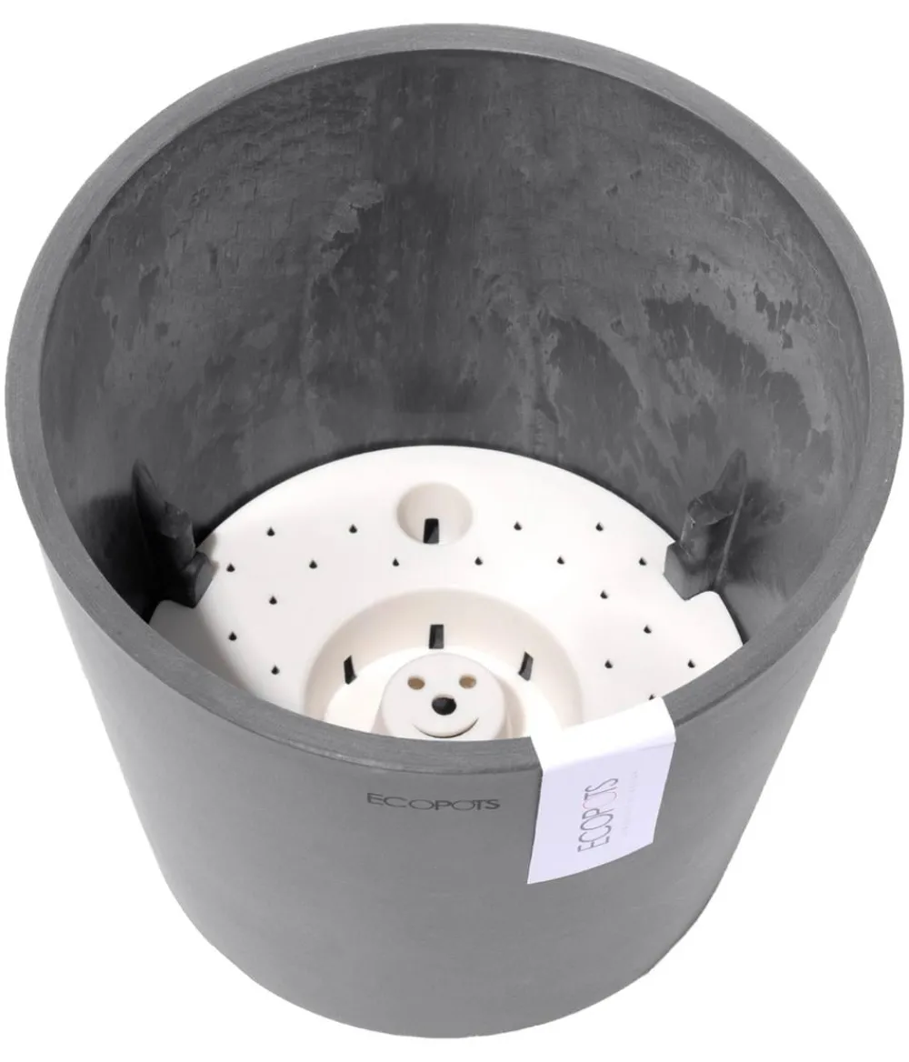 Ecopots Kunststoff-Topf Amsterdam mit Wassersystem, rund Grau Discount
