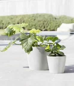 Ecopots Kunststoff-Topf Amsterdam mit Wassersystem, rund Weiß New
