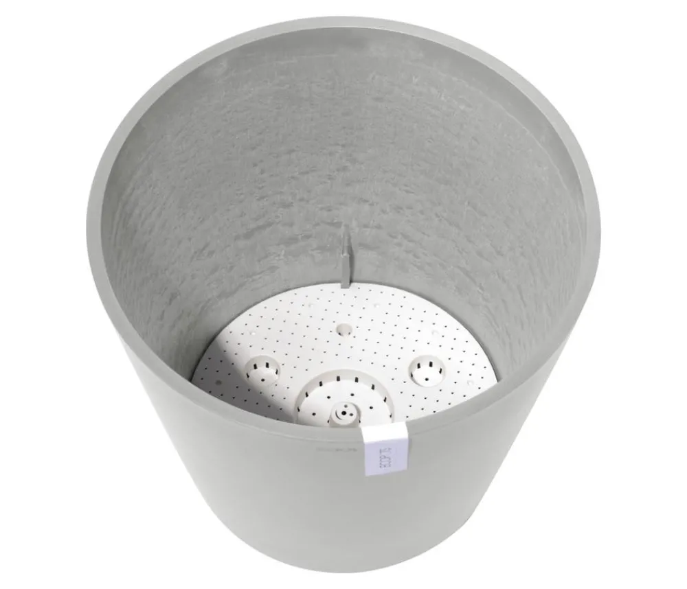Ecopots Blumentöpfe & Übertöpfe - Kunststoff-Topf Amsterdam mit Wassersystem, rund Hellgrau