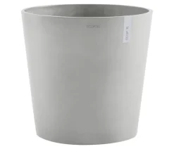 Ecopots Blumentöpfe & Übertöpfe - Kunststoff-Topf Amsterdam mit Wassersystem, rund Hellgrau