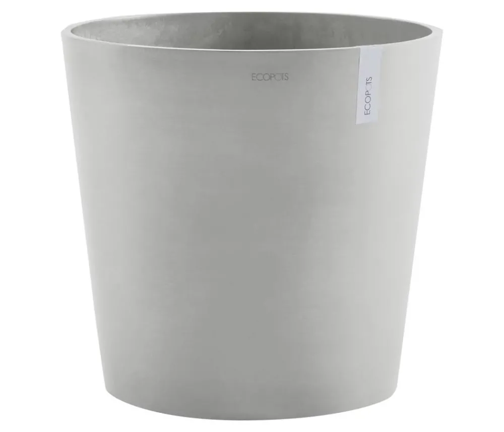 Ecopots Blumentöpfe & Übertöpfe - Kunststoff-Topf Amsterdam mit Wassersystem, rund Hellgrau