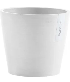 Ecopots Blumentöpfe & Übertöpfe - Kunststoff-Topf Amsterdam mit Wassersystem, rund Weiß