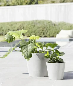 Ecopots Blumentöpfe & Übertöpfe - Kunststoff-Topf Amsterdam mit Wassersystem, rund Weiß