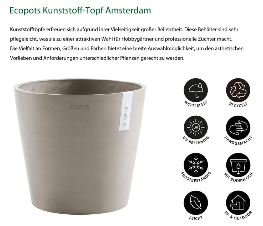 Ecopots Blumentöpfe & Übertöpfe > Kunststoff-Topf Amsterdam, rund