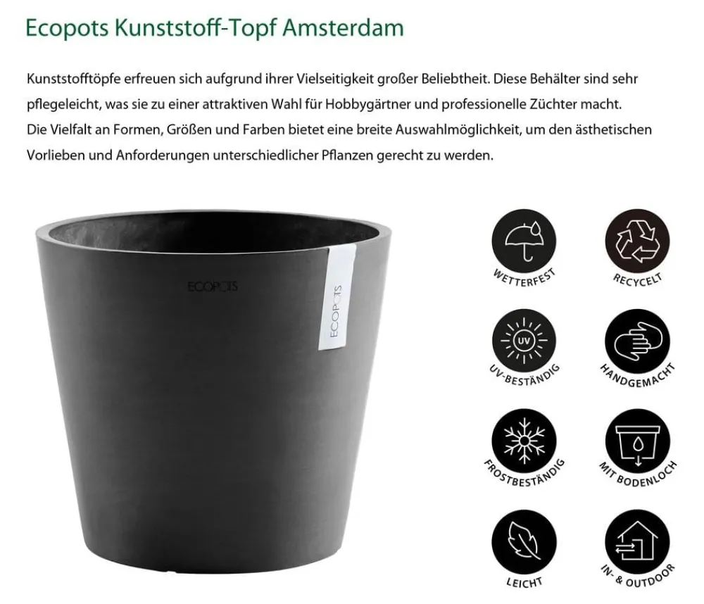 Ecopots Blumentöpfe & Übertöpfe > Kunststoff-Topf Amsterdam, rund