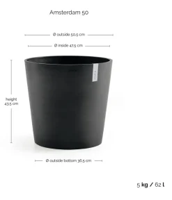 Ecopots Kunststoff-Topf Amsterdam, rund Dunkelgrau Best