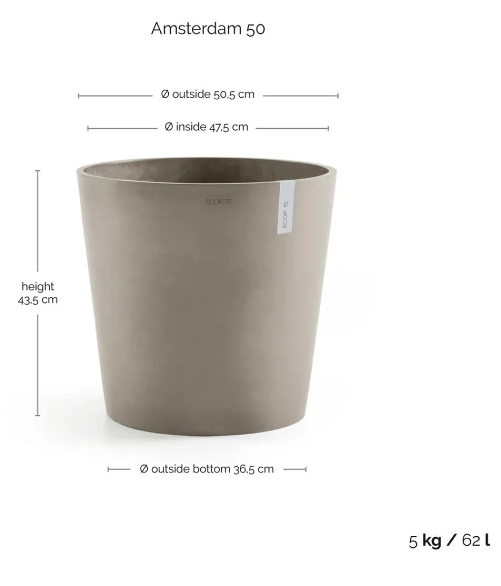 Ecopots Kunststoff-Topf Amsterdam, rund Taupe Online