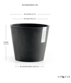 Ecopots Kunststoff-Topf Amsterdam, rund Dunkelgrau Clearance