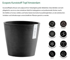 Ecopots Kunststoff-Topf Amsterdam, rund Dunkelgrau Clearance