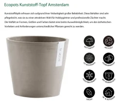 Ecopots Kunststoff-Topf Amsterdam, rund Taupe New
