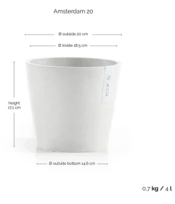 Ecopots Blumentöpfe & Übertöpfe - Kunststoff-Topf Amsterdam, rund Weiß