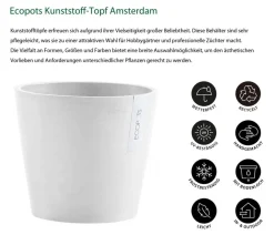 Ecopots Blumentöpfe & Übertöpfe - Kunststoff-Topf Amsterdam, rund Weiß