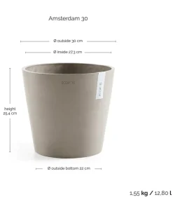 Ecopots Blumentöpfe & Übertöpfe - Kunststoff-Topf Amsterdam, rund Taupe