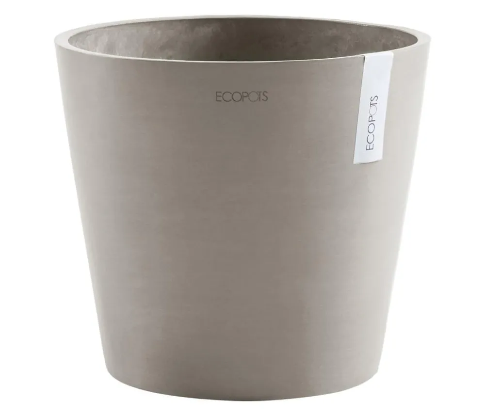 Ecopots Blumentöpfe & Übertöpfe - Kunststoff-Topf Amsterdam, rund Taupe