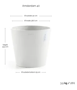Ecopots Blumentöpfe & Übertöpfe - Kunststoff-Topf Amsterdam, rund Weiß