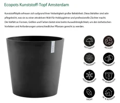 Ecopots Blumentöpfe & Übertöpfe - Kunststoff-Topf Amsterdam, rund Grau