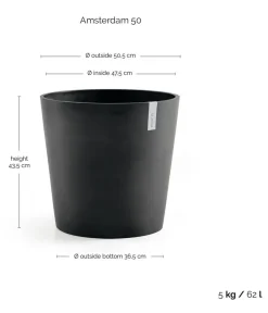 Ecopots Blumentöpfe & Übertöpfe - Kunststoff-Topf Amsterdam, rund Grau