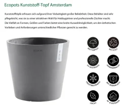 Ecopots Blumentöpfe & Übertöpfe - Kunststoff-Topf Amsterdam, rund Grau