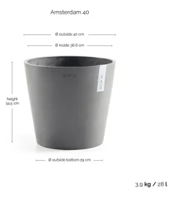 Ecopots Blumentöpfe & Übertöpfe - Kunststoff-Topf Amsterdam, rund Grau