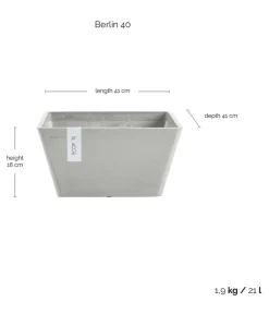 Ecopots Kunststoff-Topf Berlin, quadratisch Hellgrau Best