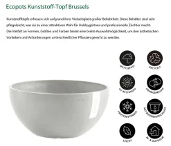 Ecopots Kunststoff-Topf Brussels, rund Hellgrau Outlet