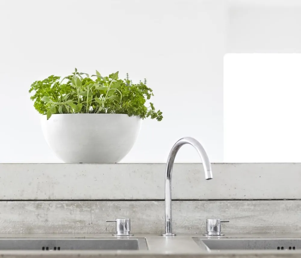 Ecopots Blumenampeln & -Schalen|Blumentöpfe & Übertöpfe - Kunststoff-Topf Brussels, rund Weiß