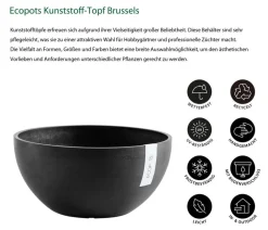 Ecopots Blumenampeln & -Schalen|Blumentöpfe & Übertöpfe - Kunststoff-Topf Brussels, rund Dunkelgrau