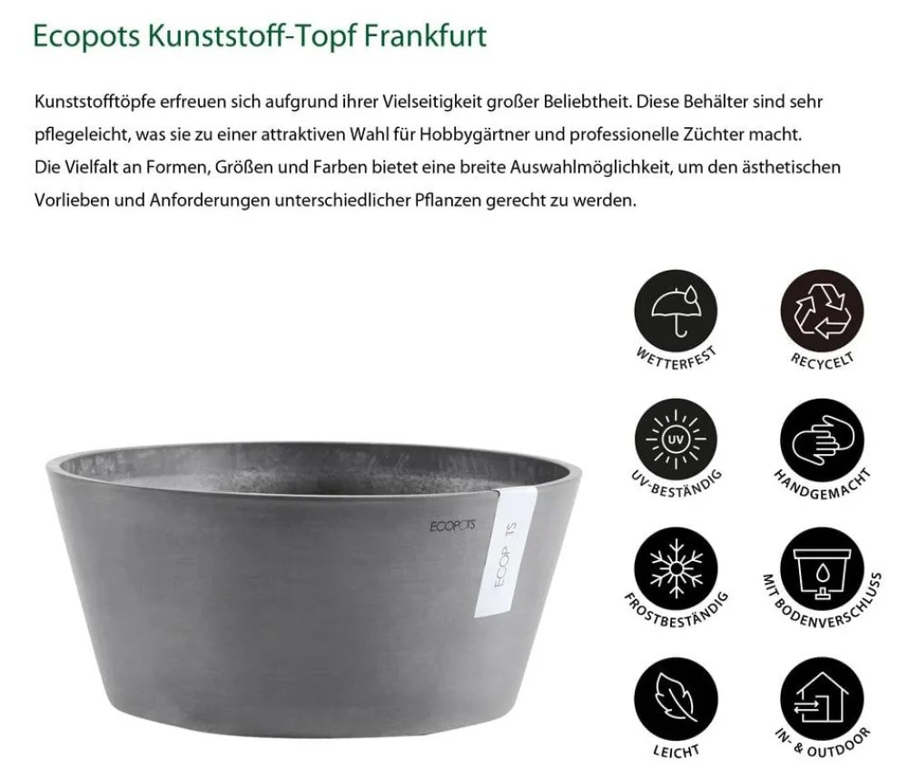 Ecopots Blumentöpfe & Übertöpfe > Kunststoff-Topf Frankfurt, rund