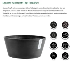 Ecopots Blumentöpfe & Übertöpfe - Kunststoff-Topf Frankfurt, rund Grau