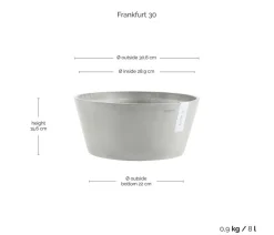 Ecopots Kunststoff-Topf Frankfurt, rund Hellgrau