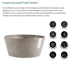 Ecopots Blumentöpfe & Übertöpfe - Kunststoff-Topf Frankfurt, rund Taupe