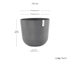 Ecopots Blumentöpfe & Übertöpfe - Kunststoff-Topf Oslo, rund Grau
