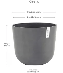 Ecopots Kunststoff-Topf Oslo, rund Grau Outlet