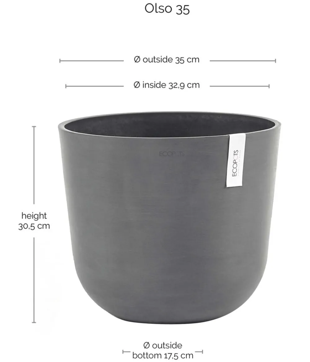 Ecopots Kunststoff-Topf Oslo, rund Grau Outlet