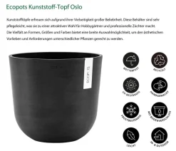 Ecopots Blumentöpfe & Übertöpfe - Kunststoff-Topf Oslo, rund Dunkelgrau