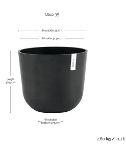 Ecopots Kunststoff-Topf Oslo, rund Dunkelgrau Clearance