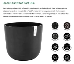 Ecopots Kunststoff-Topf Oslo, rund Dunkelgrau Clearance