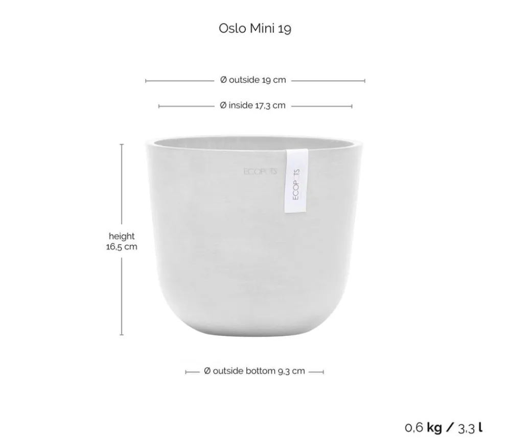 Ecopots Blumentöpfe & Übertöpfe - Kunststoff-Topf Oslo Mini, rund Weiß