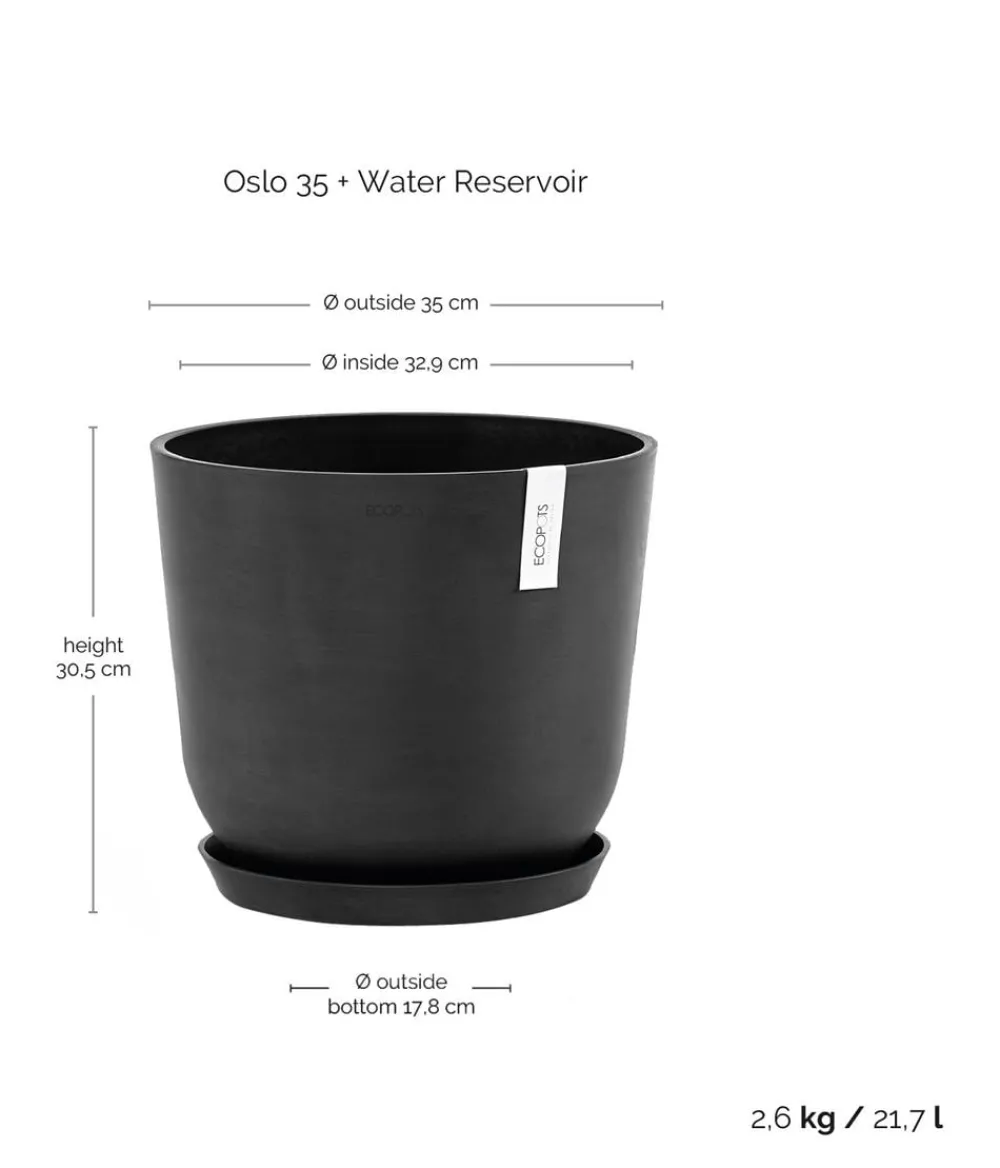Ecopots Blumentöpfe & Übertöpfe > Kunststoff-Topf Oslo mit Wassersystem, rund